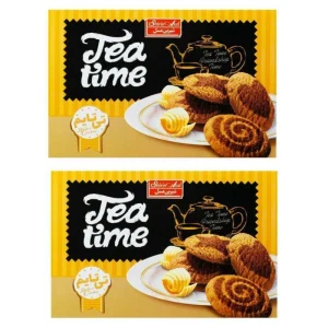 بیسکویت کره ای دو رنگ تی تایم شیرین عسل 300 گرم بسته 2 عددی