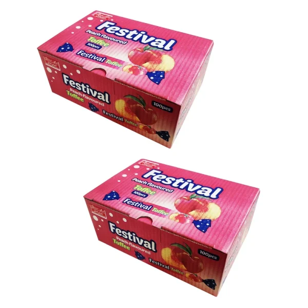 تافی قلمی هلو فستیوال شیرین عسل - 620 گرم بسته 2 عددی