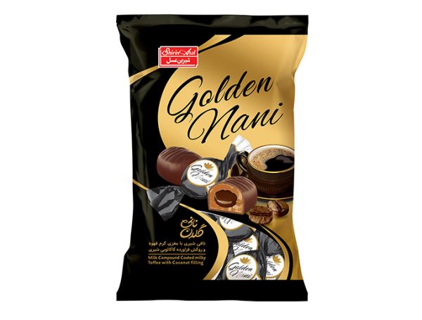 تافی روکشدار کره ای با مغز کرم قهوه 200 گرم گلدن نانی