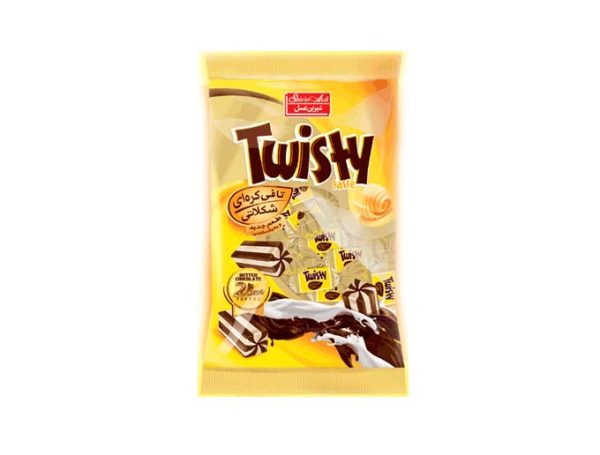 تافی کره ای شکلاتی دو رنگ 80 گرم تویستی